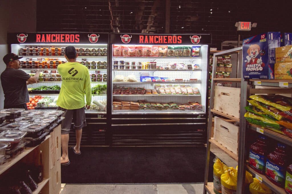 Salsas and produce at Rancheros Carniceria on Grant Road (Photo by Jackie Tran)