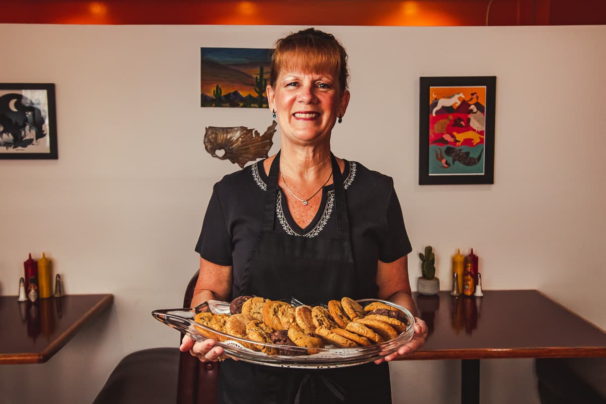 Konni Calello with cookies at Raptor Canyon Cafe (Credit: Jackie Tran)