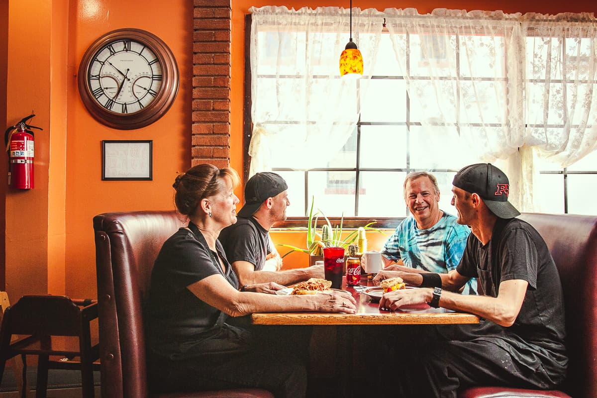 The Calello family at Raptor Canyon Cafe (Credit: Jackie Tran)