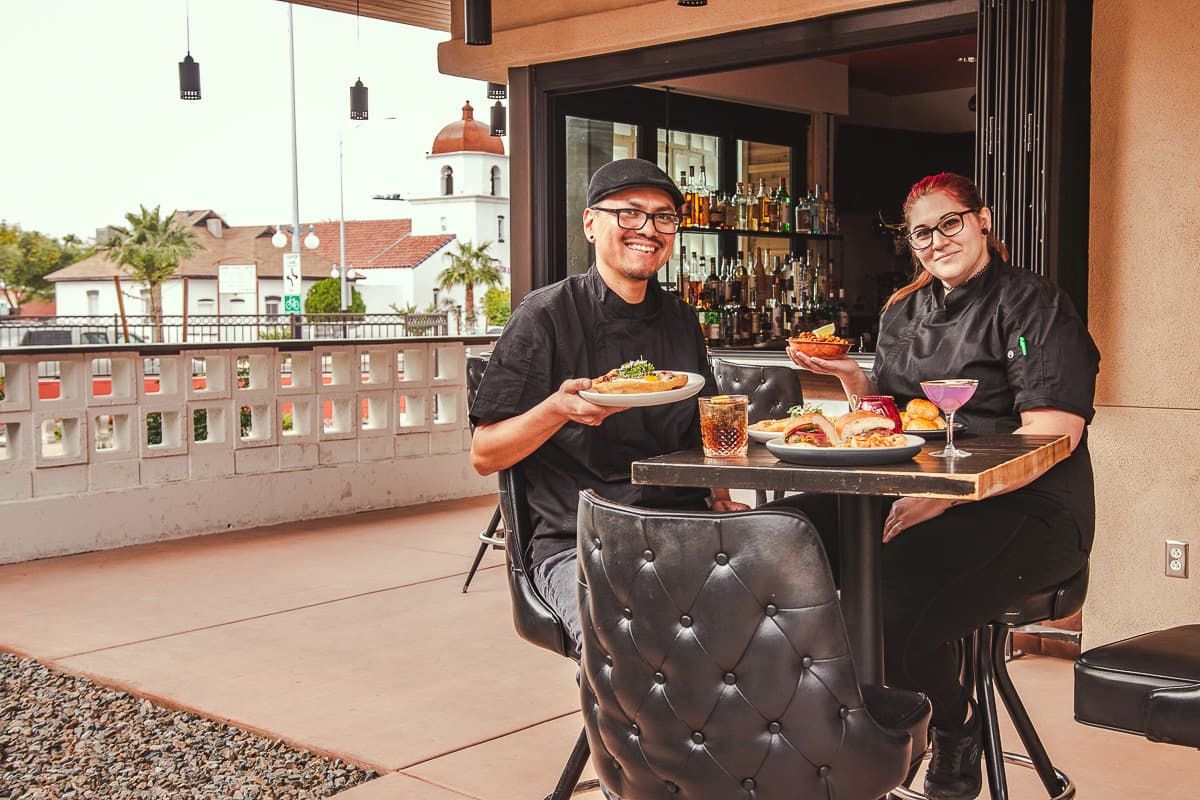 Chef de cuisine Tommy Begay and sous chef Stacy Vernooy at The Red Light Lounge at The Downtown Clifton Hotel