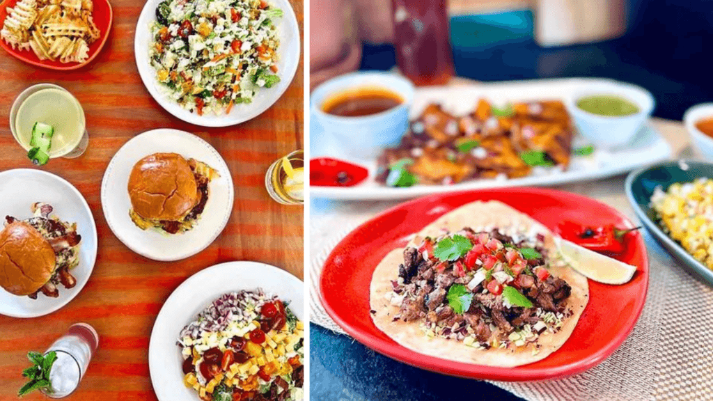 a bowl filled with different types of food on a table