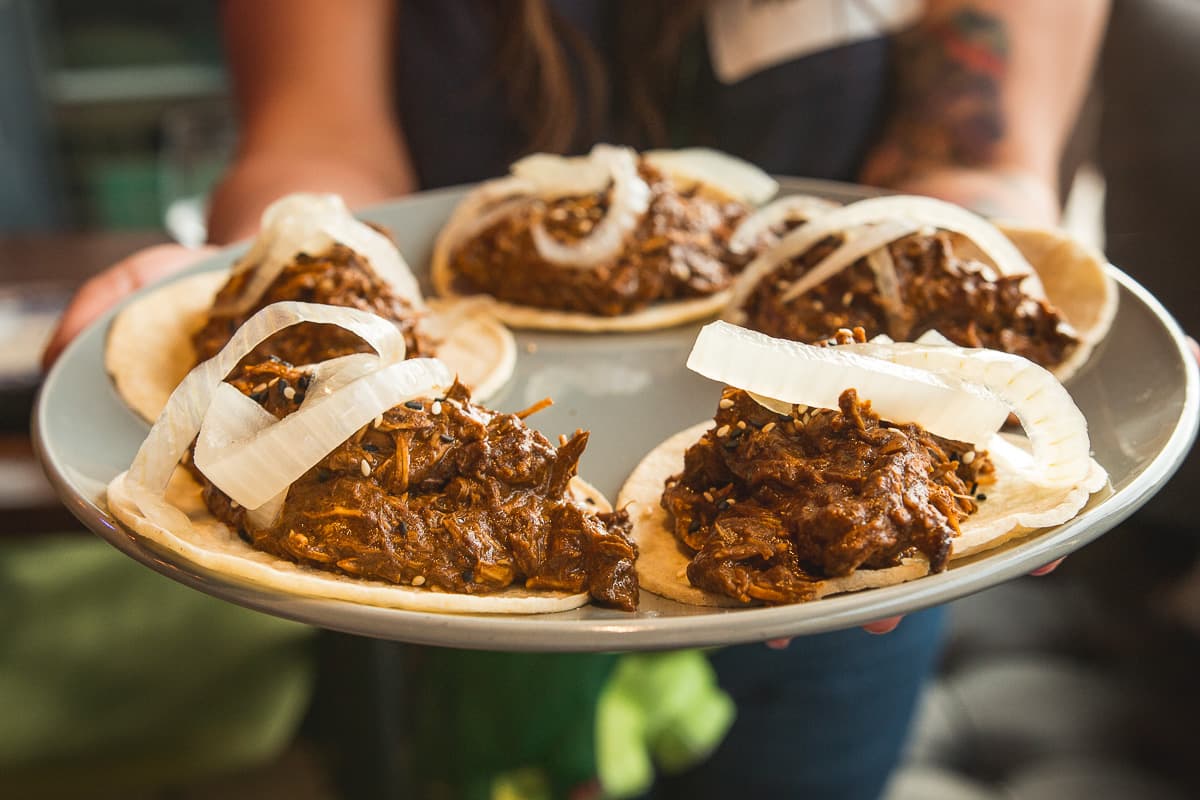 Mole tacos at Elvira's (Credit: Jackie Tran)