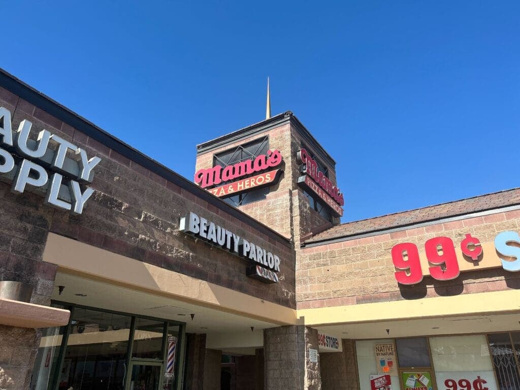 a sign above a store