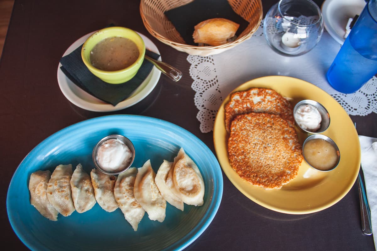 Pierogi, Potato Pancakes, and Zurek at Polish Cottage (Credit: Chelsey Wade)