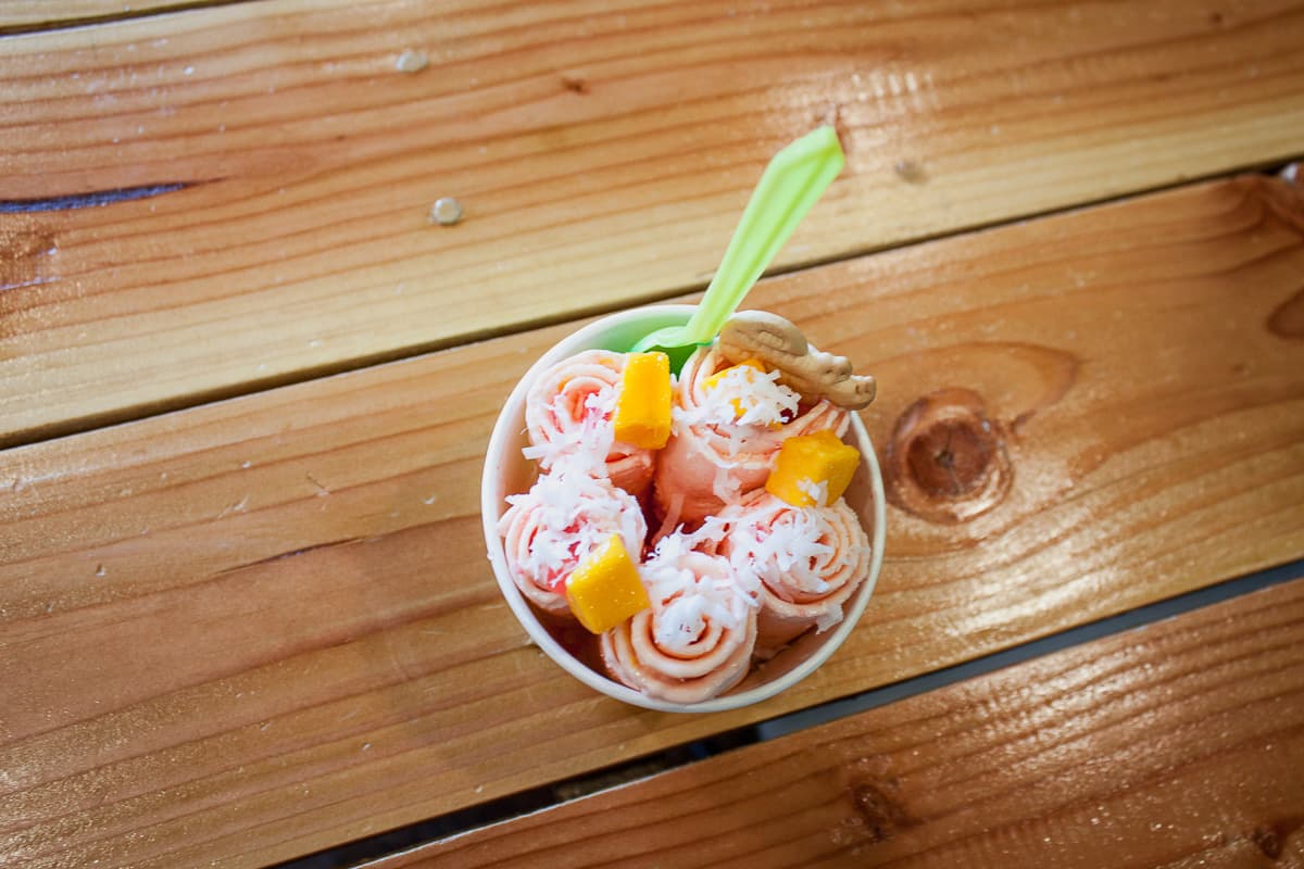Sunset ice cream at 7 Degrees Ice Cream Rolls & Boba Tea (Credit: Chelsey Wade)