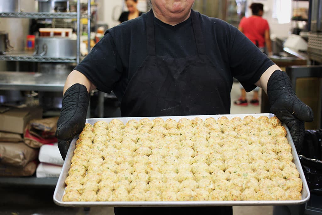 Chicken Meatballs in production (Credit: Laura Greenberg)