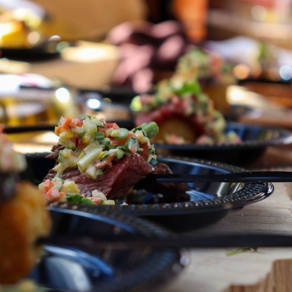 a close up of a plate of food on a table