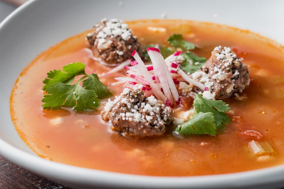 Roberto's Barrio Albondigas Soup at DOWNTOWN Kitchen + Cocktails (Credit: Jackie Tran)