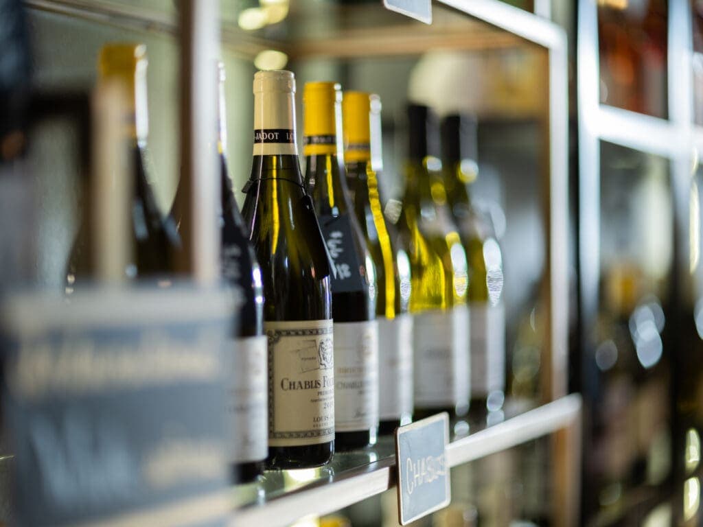 a close up of a bottle of wine