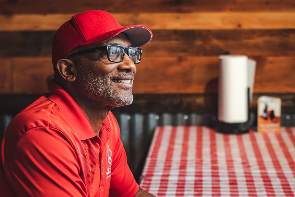 Proprietor Kenneth Alexander at Ken's Hardwood Barbecue (Credit: Jackie Tran)
