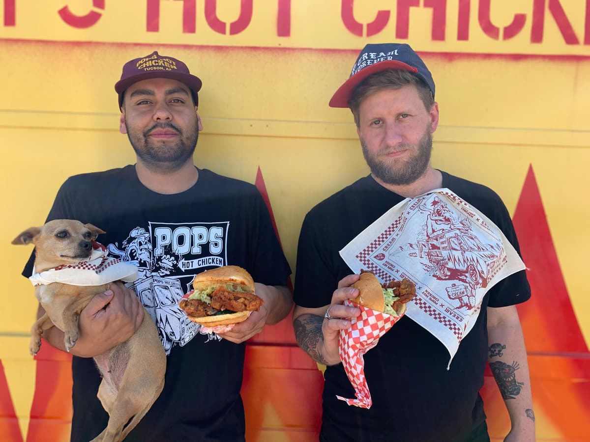 Pop's Hot Chicken Truck owner Peter Yucupicio and CREAM Design & Print creative director Patrick Foley (Photo courtesy of CREAM Design and Print)