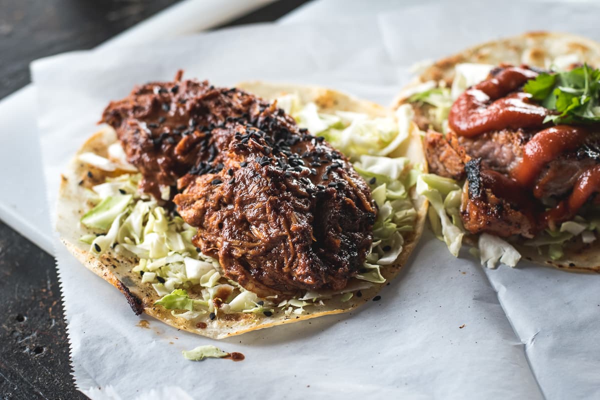 Pollo Mole and the Dan Gibson tacos at BOCA Tacos y Tequila (Credit: Jackie Tran)