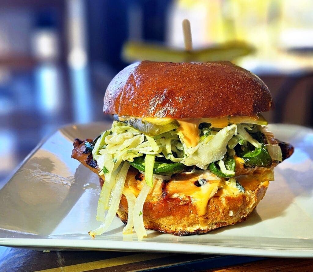 a close up of a sandwich on a plate