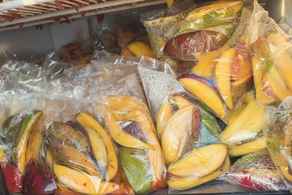 Packaged spicy mango slices at Tutti Frutti Fruit Bags at the Tanque Verde Swap Meet (Credit: Jackie Tran)