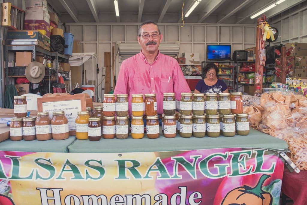 Fidel Rangel, owner of Salsas Rangel at the Tanque Verde Swap Meet (Credit: Jackie Tran)