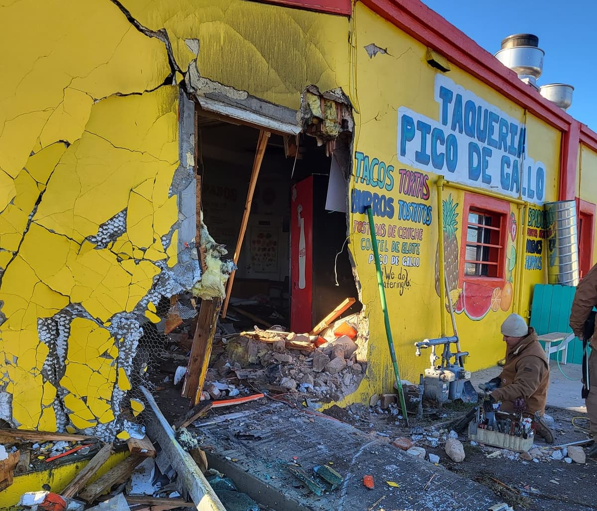 Destruction at Taqueria Pico de Gallo (Photo courtesy of Joey Rodgers on Facebook)