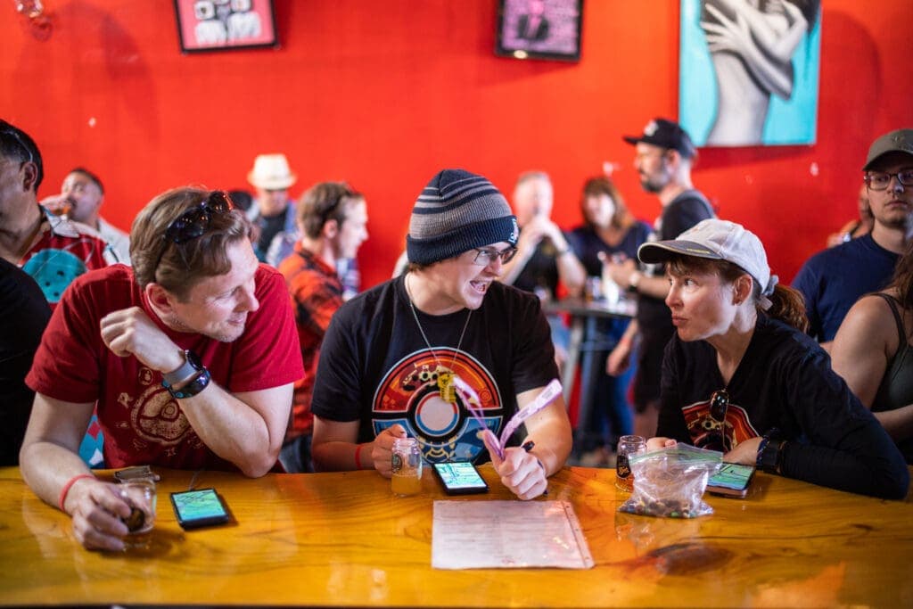 a group of people sitting at a table