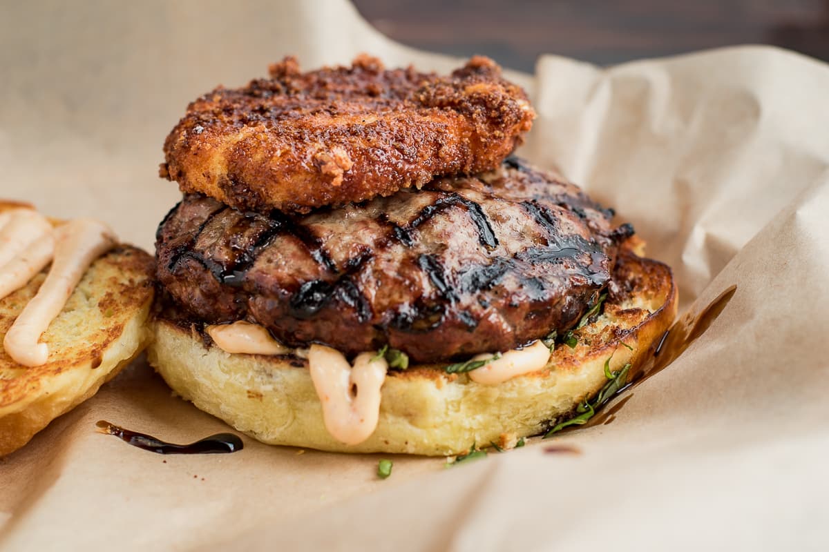 Caprese Burger at Thunder Canyon Brewstillery (Credit: Jackie Tran)