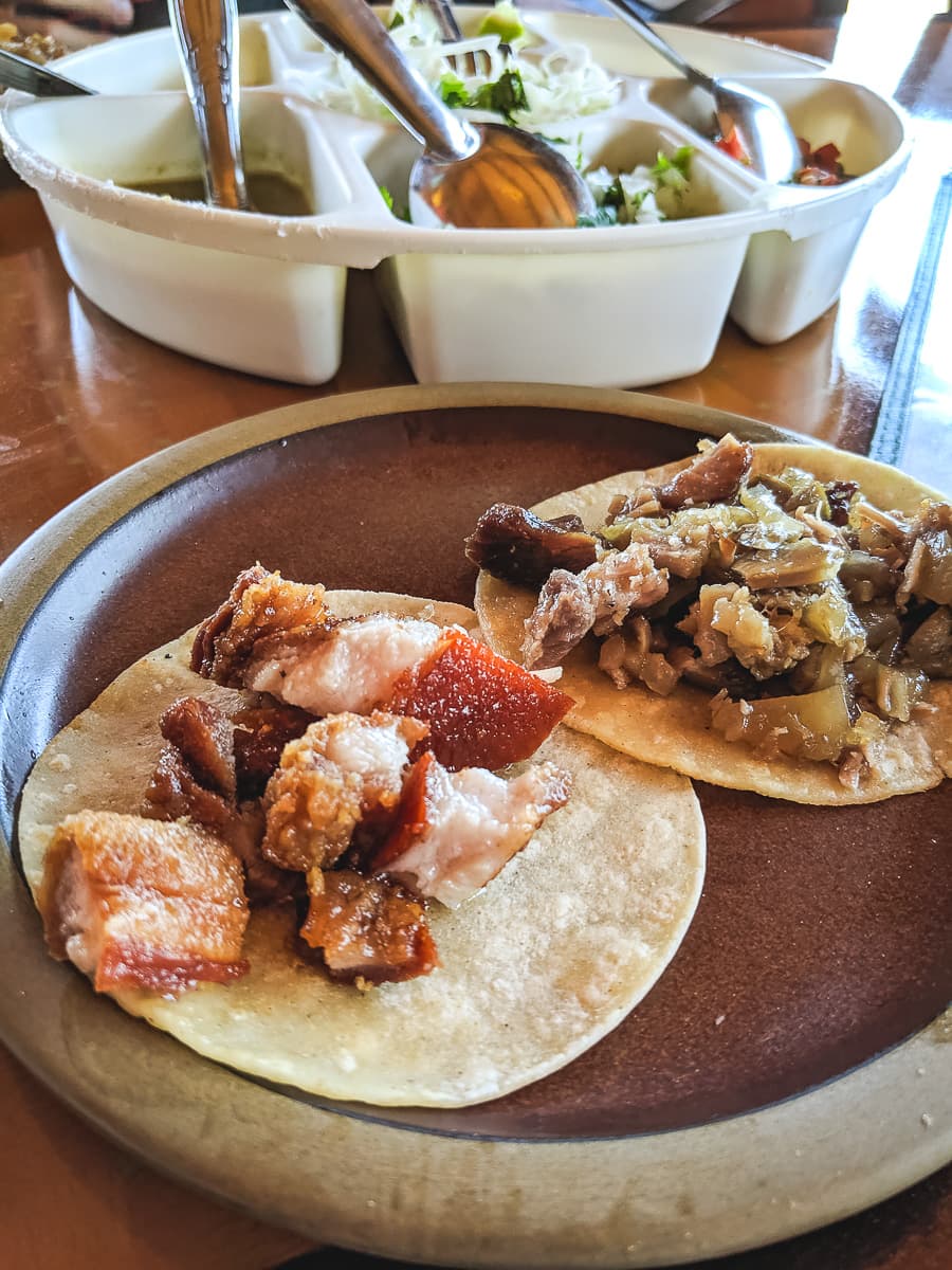 Suadero and mixto tacos at Carnitas Los Equipales