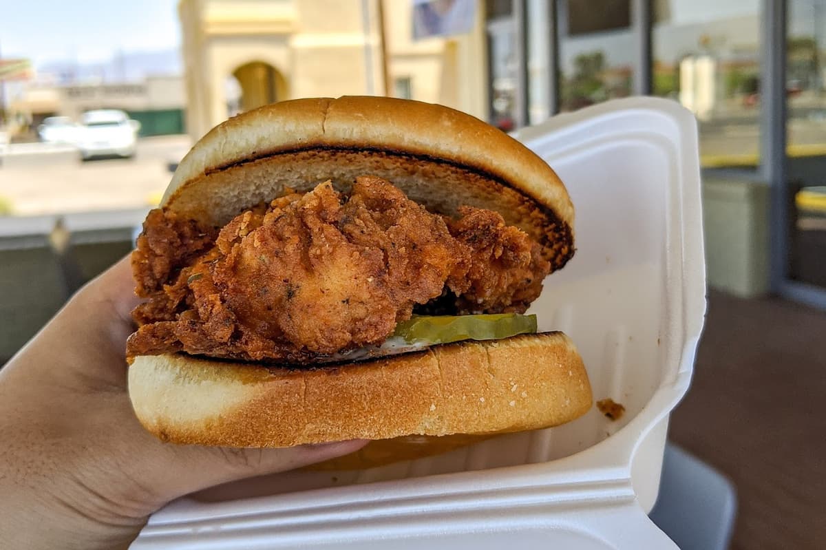 Chicken sandwich at Toss Fried Chicken & Ramen (Credit: Jackie Tran)