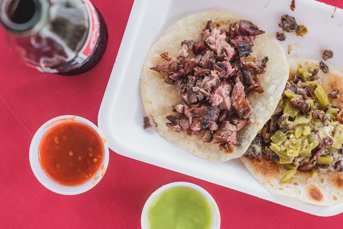 Taco Rasurado and Taco Hass at Tacos Apson (Credit: Jackie Tran)