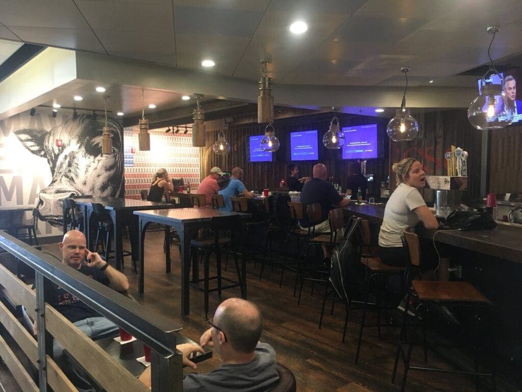 a group of people in a room