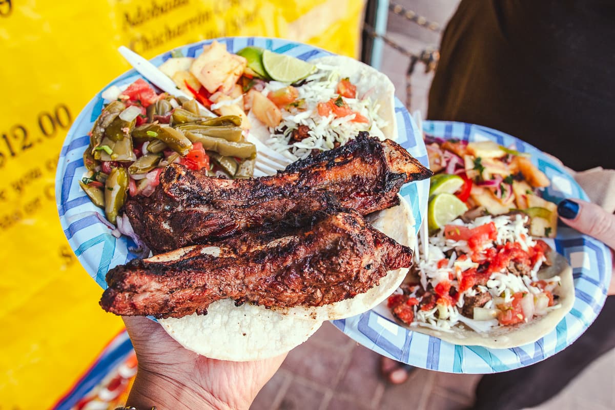 Costillas tacos from El Taco Rustico at Tucson Meet Yourself