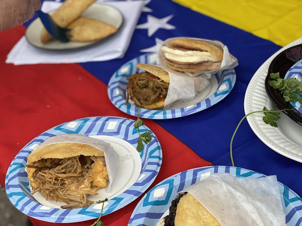 a table topped with plates of food on a plate