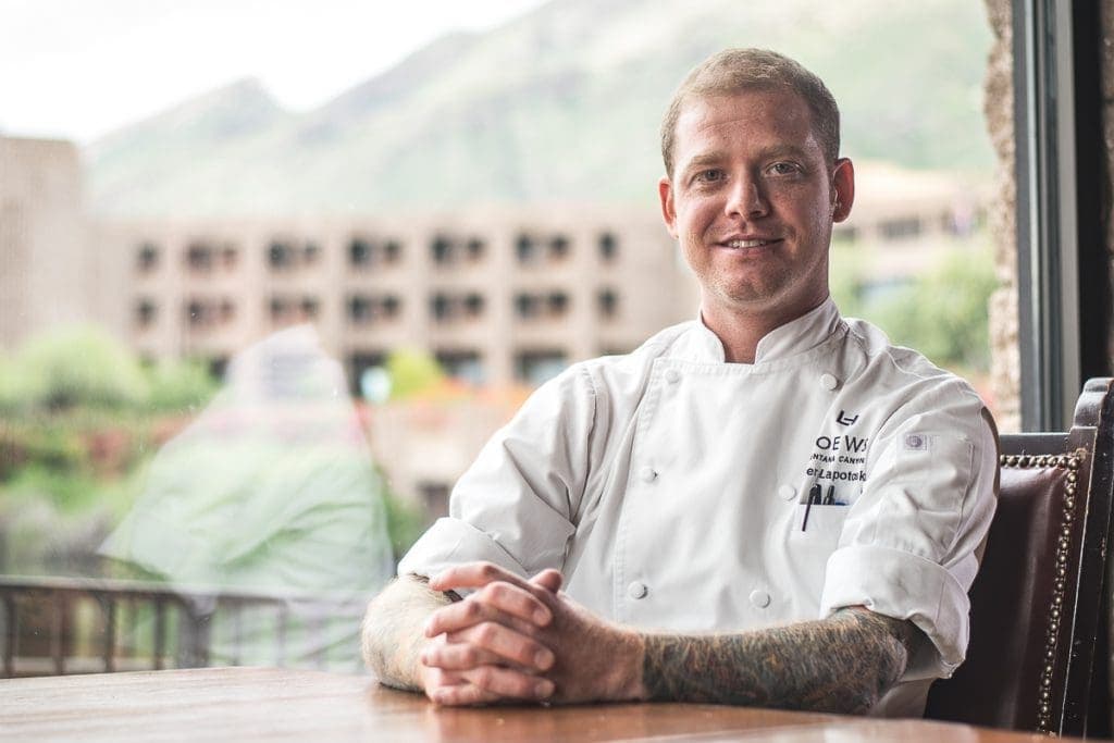 Executive sous chef Tyler Lapotosky at the Flying V Bar & Grill at Loews Ventana Canyon Resort in 2017 (Credit: Jackie Tran)