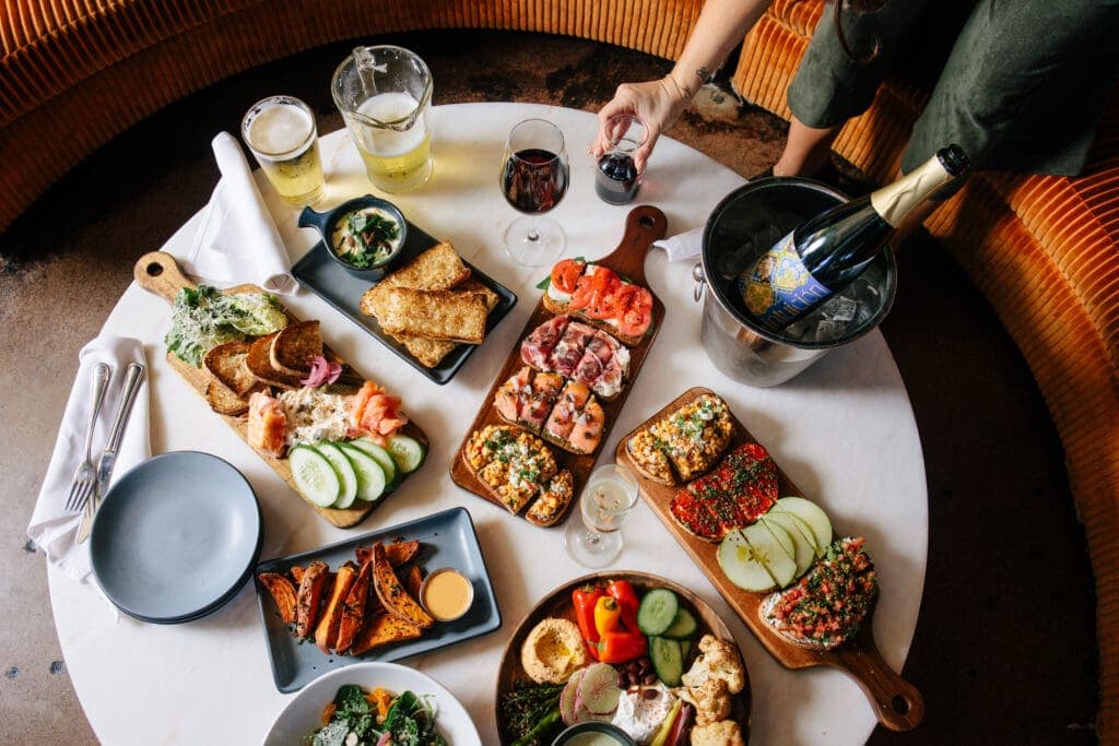 a bunch of food on a table