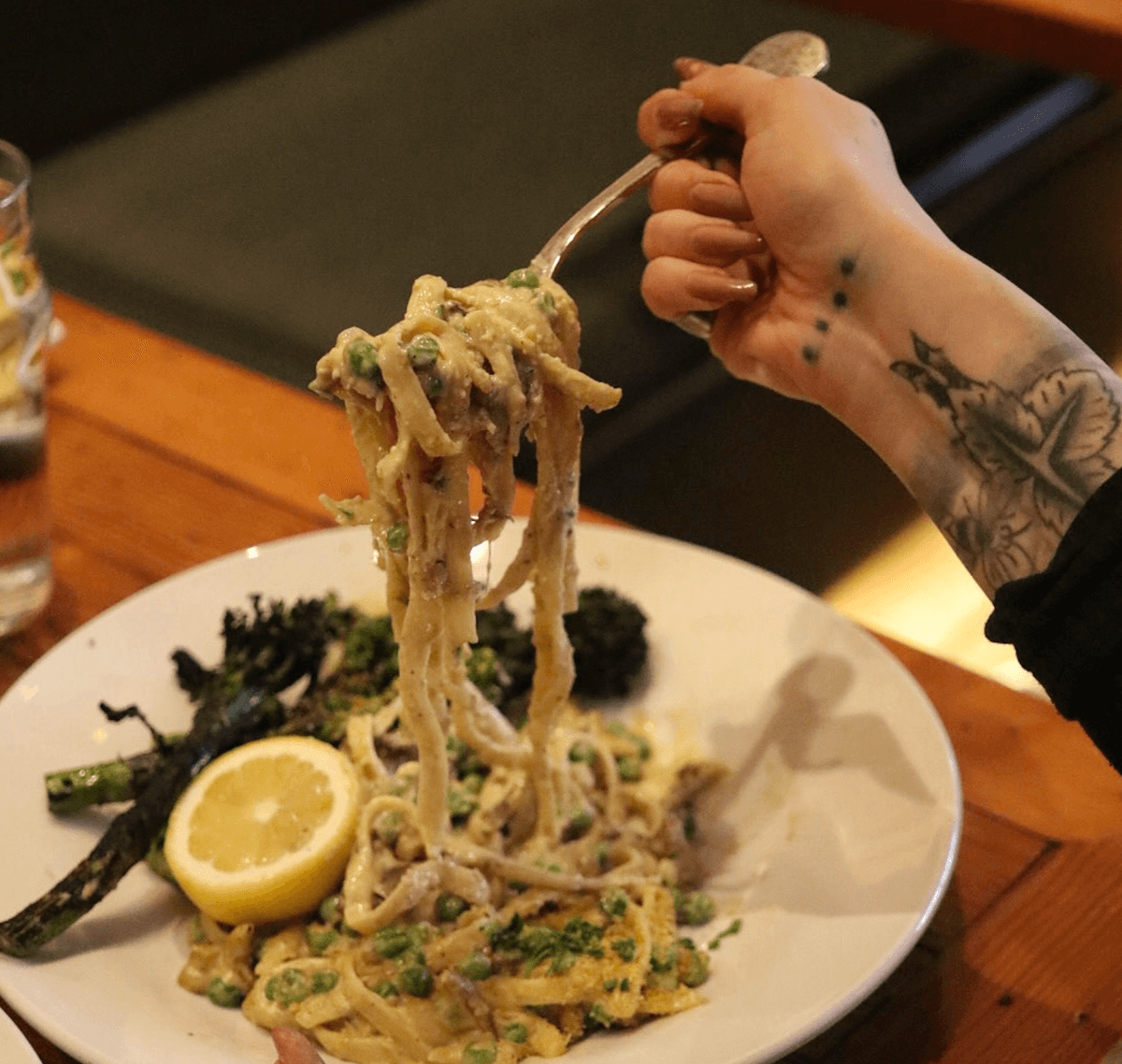 Vegan Fettuccine Alfredo at Ermano's Bar