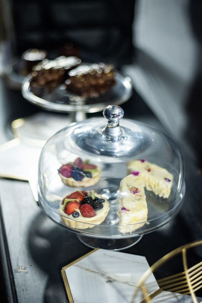 a glass bowl on a table