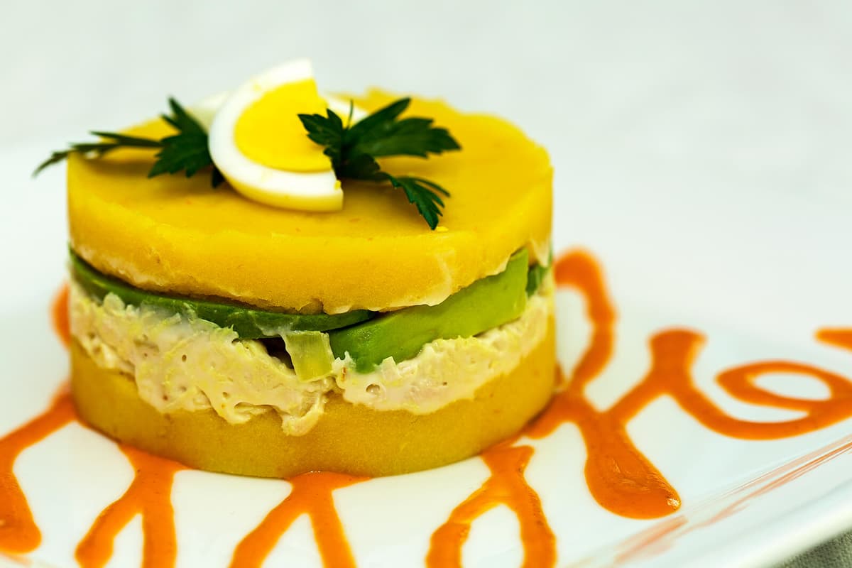 Causa de Pollo at Villa Peru Modern Peruvian Cuisine (Credit: Suni Hunt)