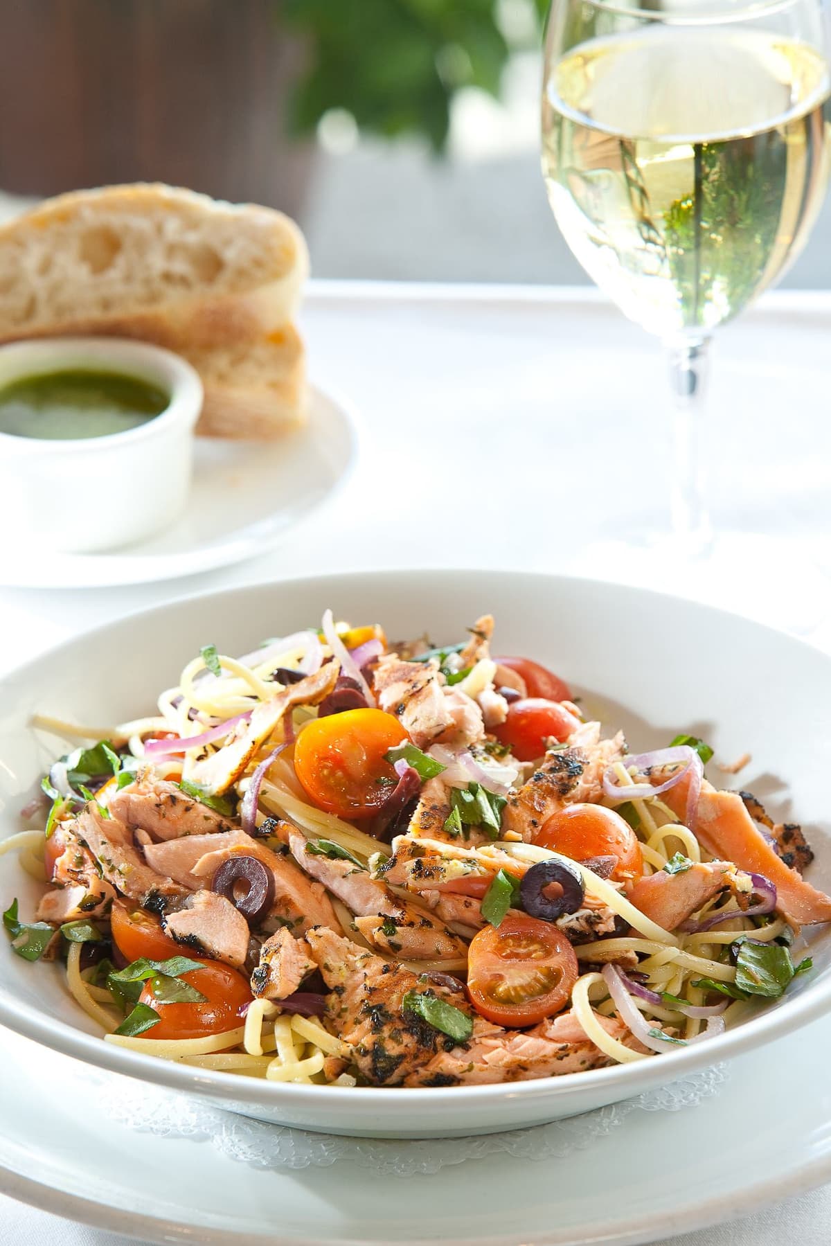 Linguini with Grilled Salmon