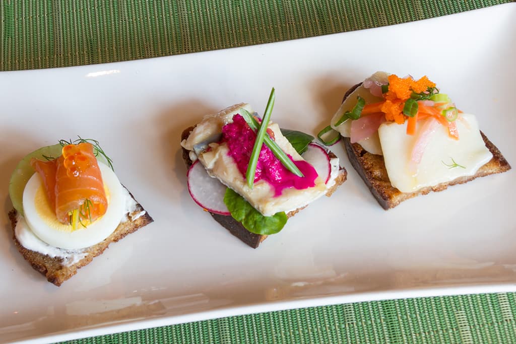 Zakuski Troika at Downtown Kitchen. Part of Around The Globe Moscow Menu. (Credit: Mark Navarro)