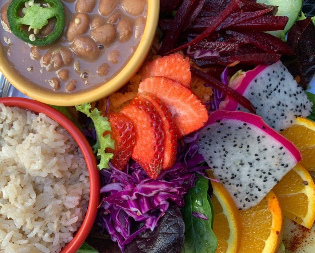 a box filled with different types of food