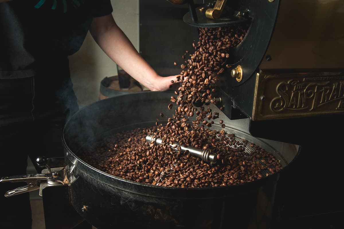 Coffee beans roasting at Yellow Brick Coffee (Credit: Jackie Tran)
