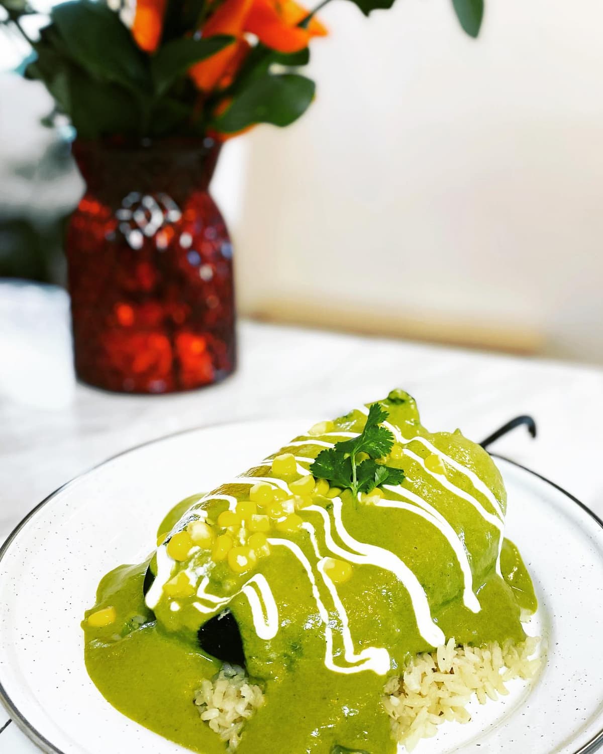 Poblano Pepper Stuffed with Corn Tamale and Cheese (Photo courtesy of Buendia Breakfast and Lunch Cafe)