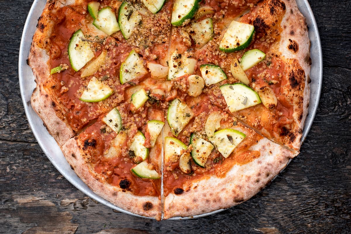 Vegan Za Zucca pizza at Falora (Credit: Jackie Tran)