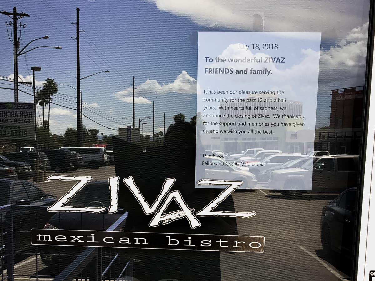 Zivaz Mexican Bistro closes after 12 years in business