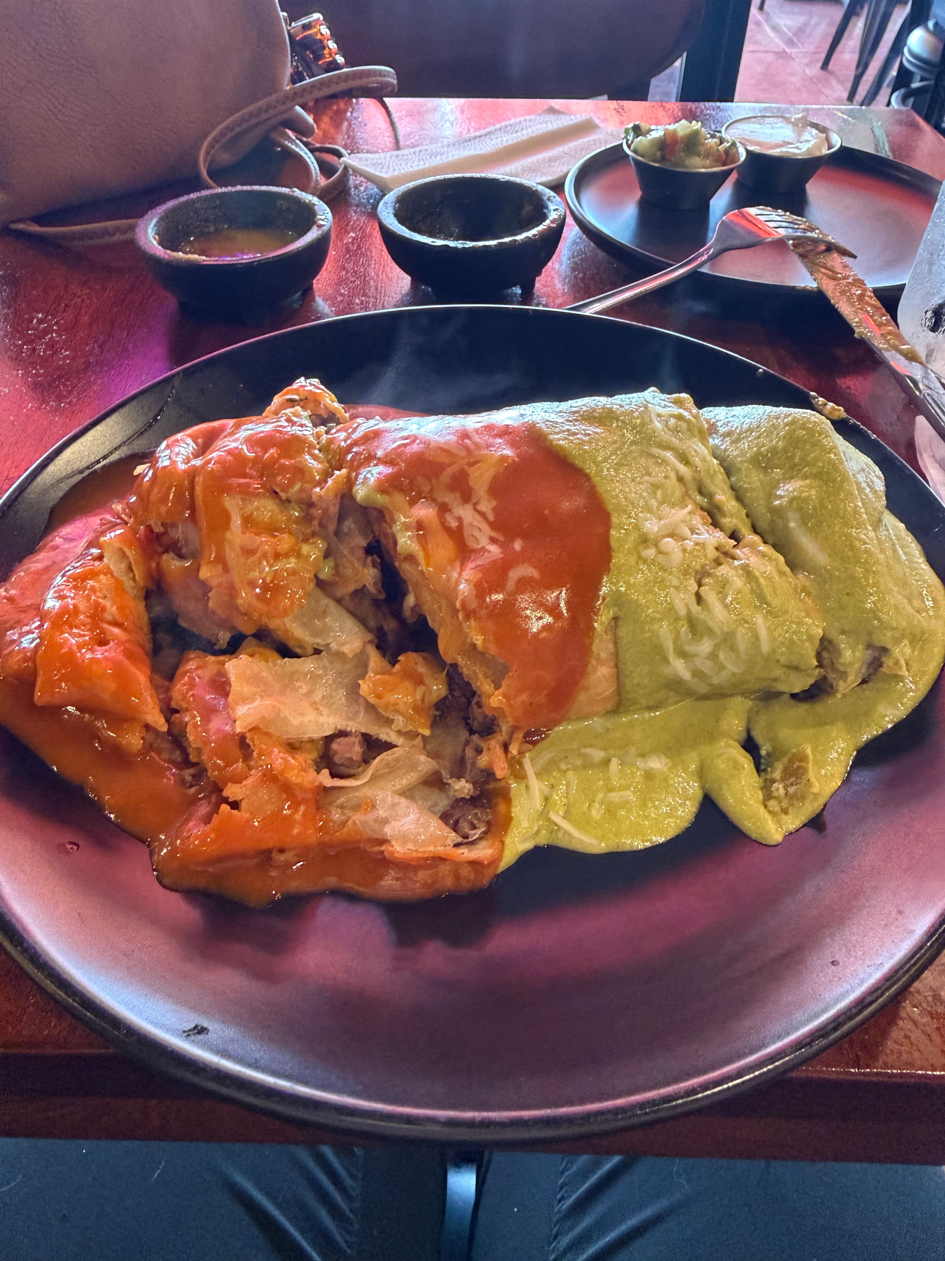 Carne Asada Chimichanga Enchilada Style
