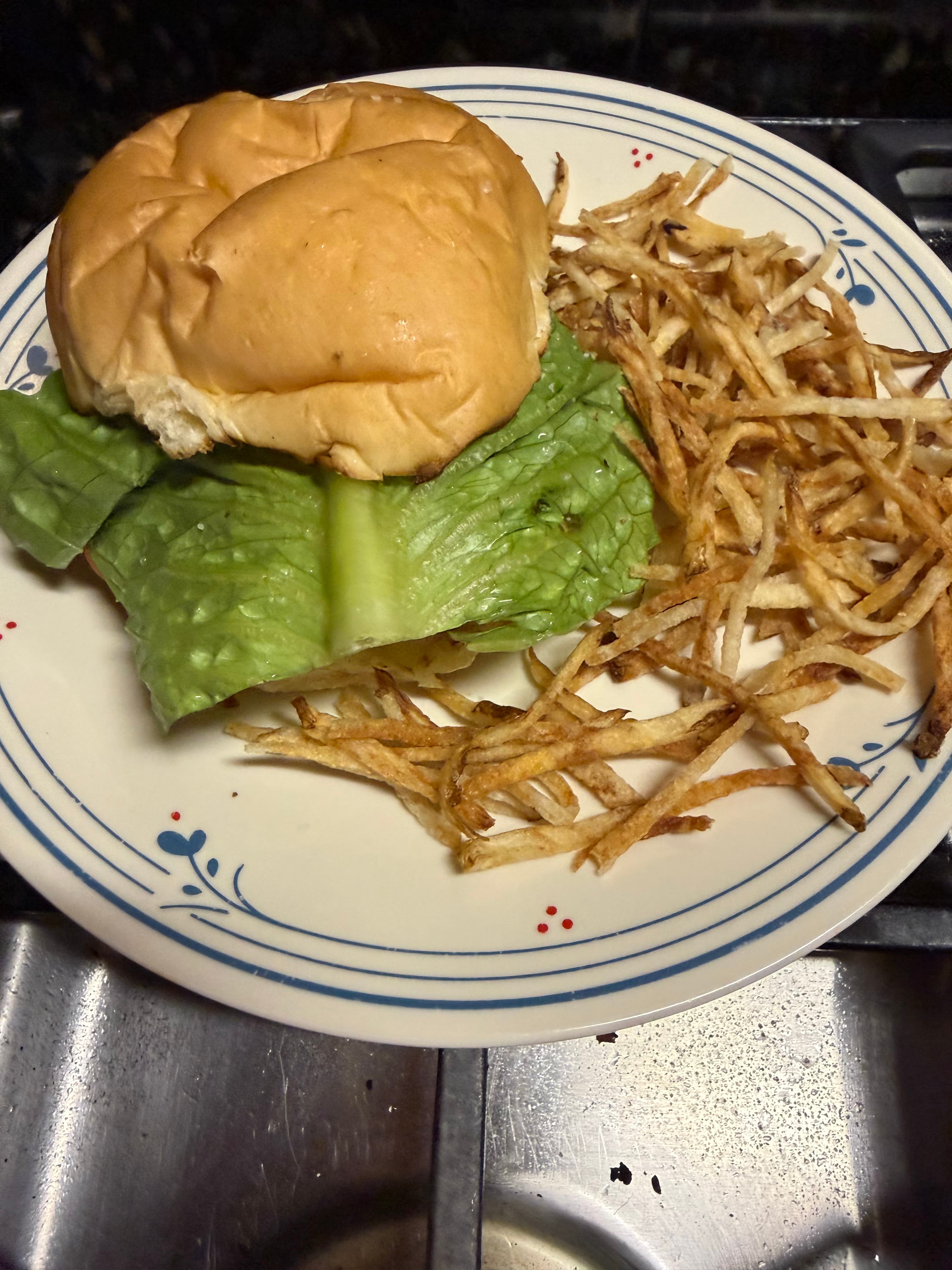 Salmon Sandwich with Shoestring Fries
