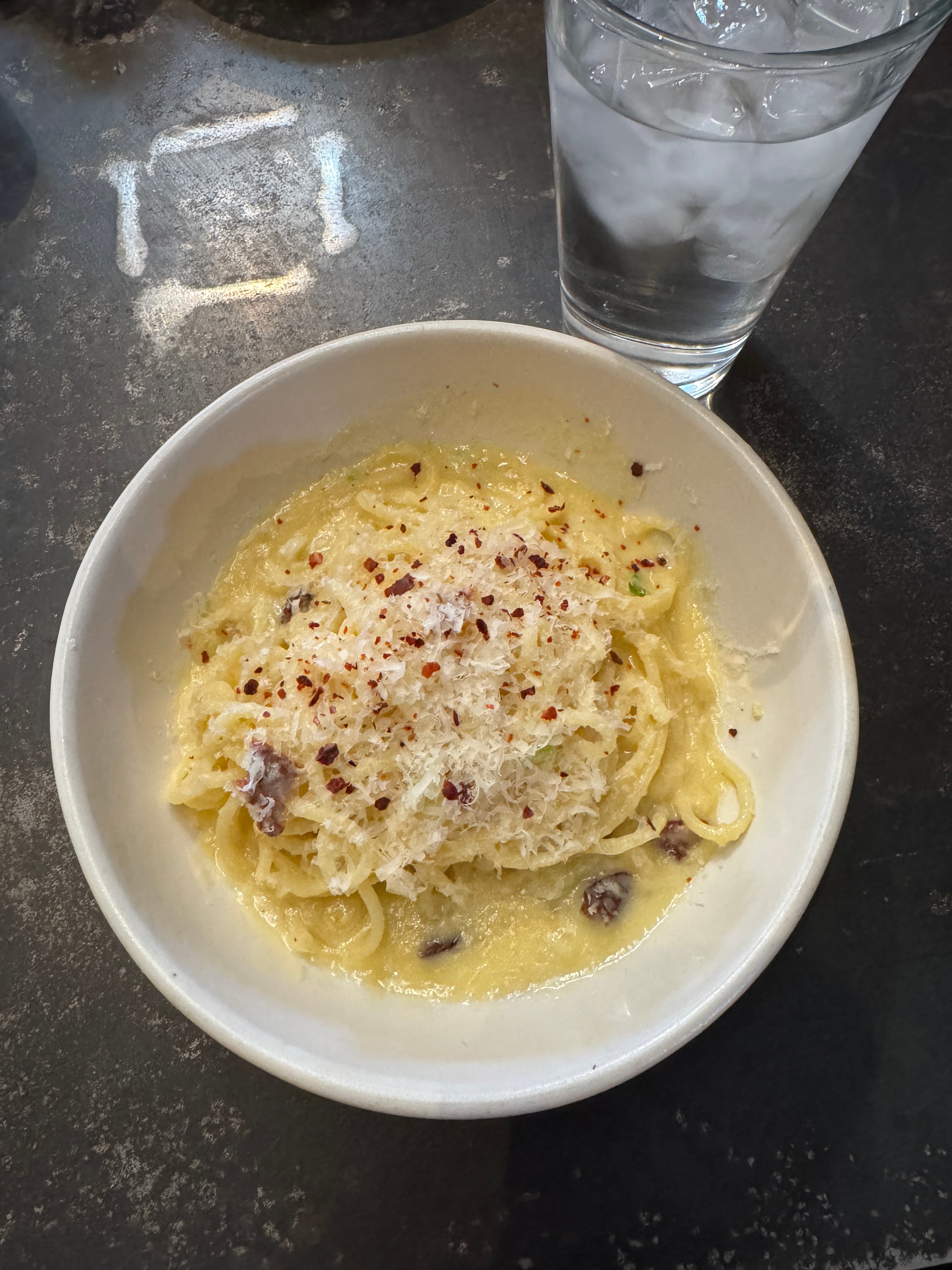Pasta Special with Corn Puree, Scallions and Sun Dried Tomatoes