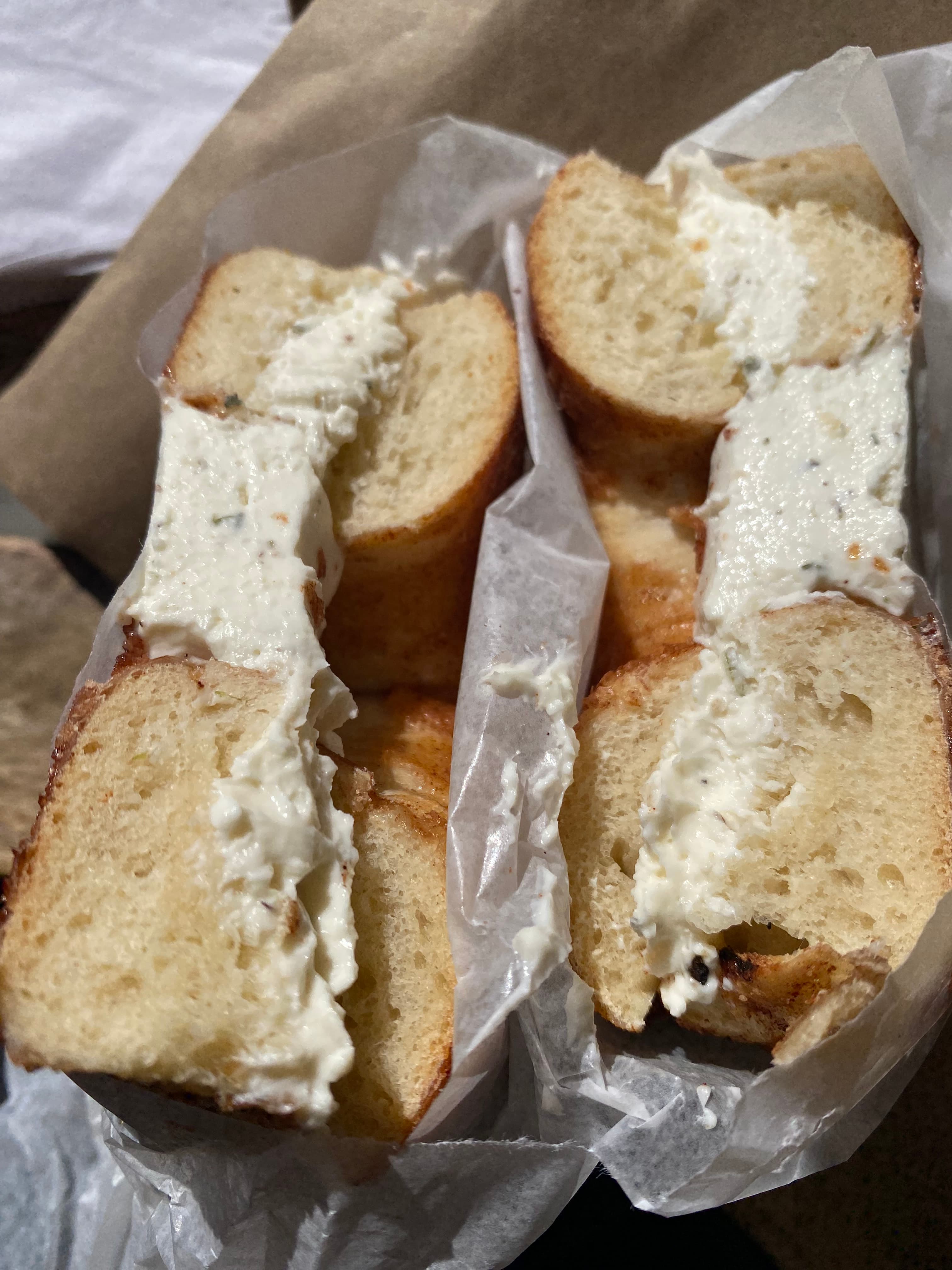 Cinnamon Crunch Bagel with Lavender Honey Shmear