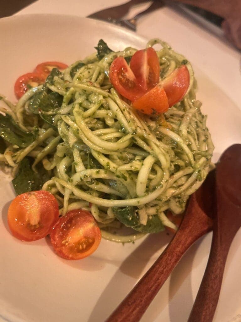 The Piastra with Cold Zucchini Noodles and House-Made Pesto
