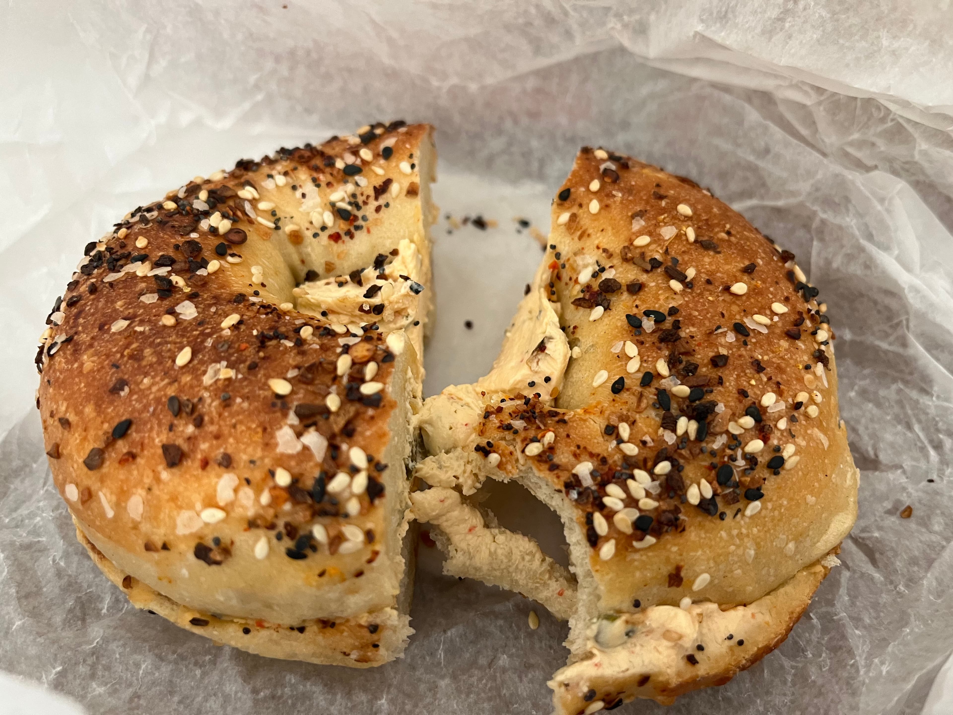 Spicy Everything Bagel with Sriracha Cream Cheese