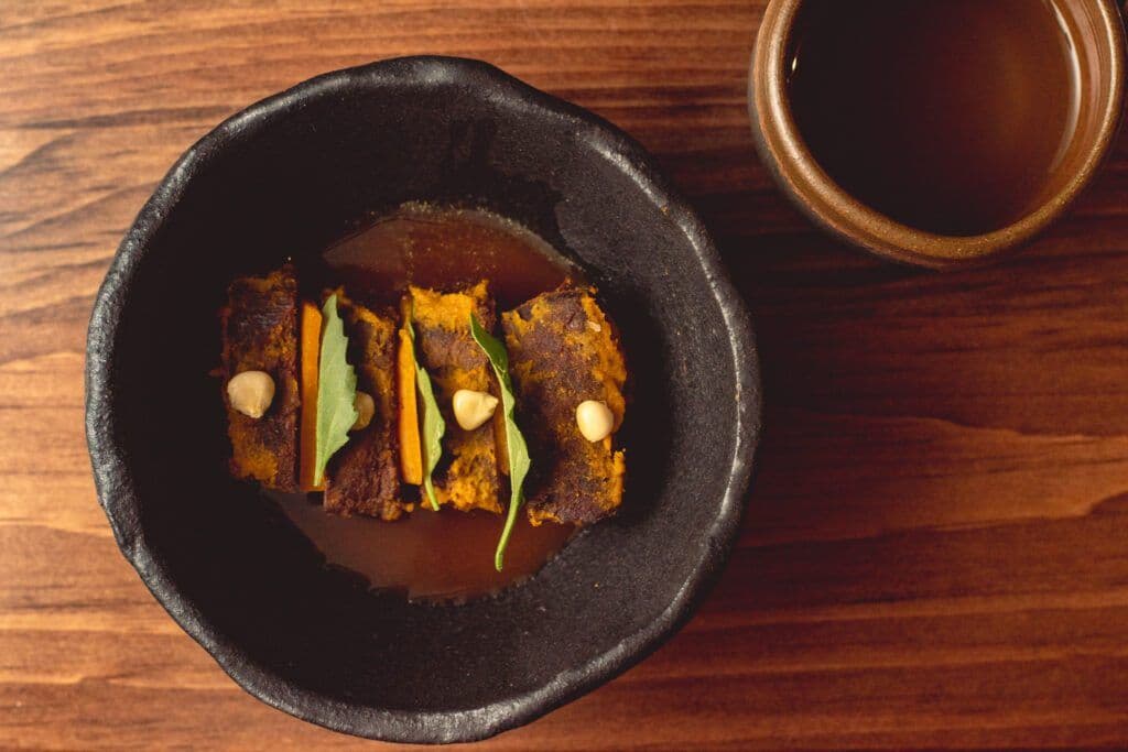 Bison with Squash Sashimi and I'itoi Onion