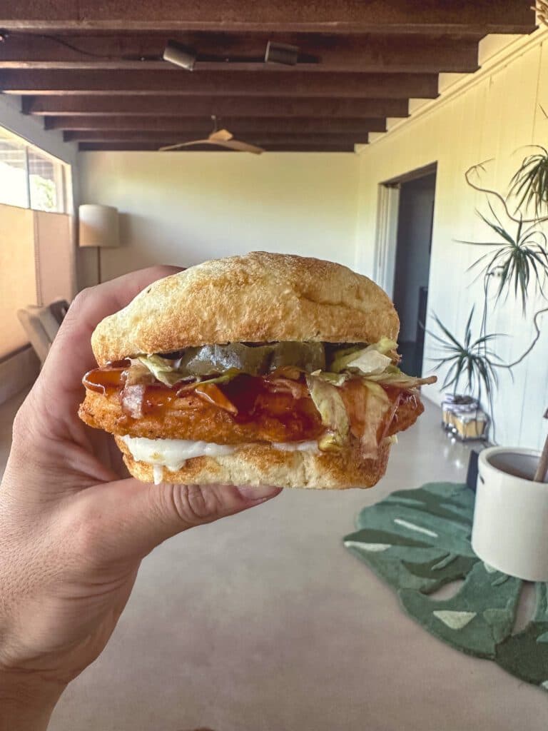 Fried Chicken Sandwich with Sweet Baby Ray's Barbecue Sauce