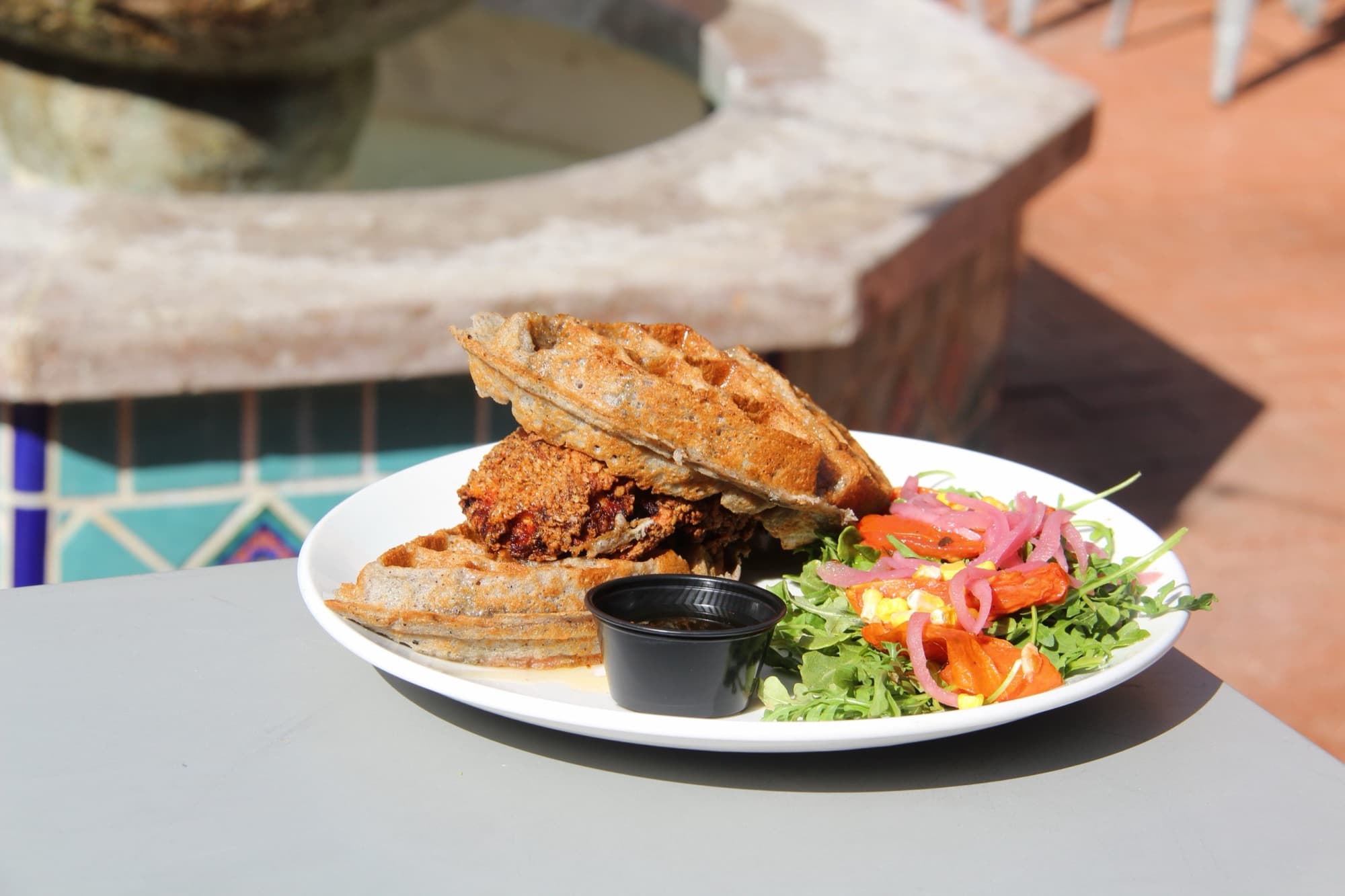 Chicken and Blue Corn Waffles