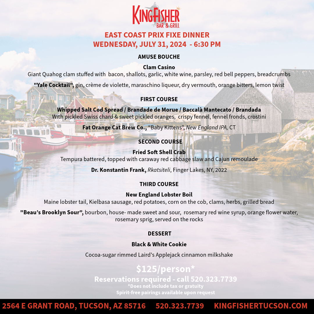 East Coast Summer Road Trip Prix Fixe Dinner